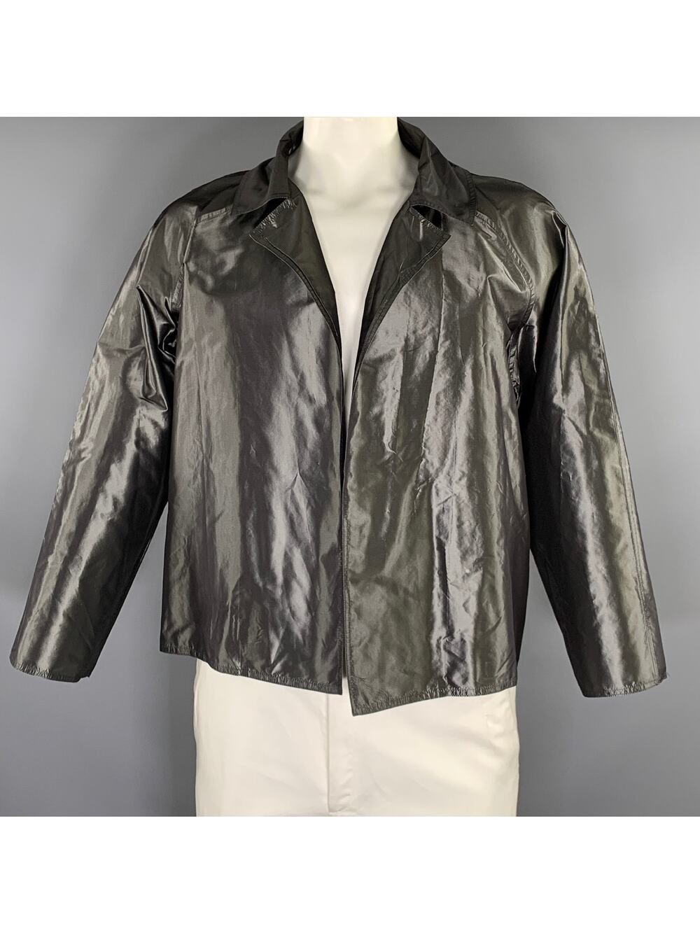 ZORAN Size M Grey Silk Windbreaker Jacket